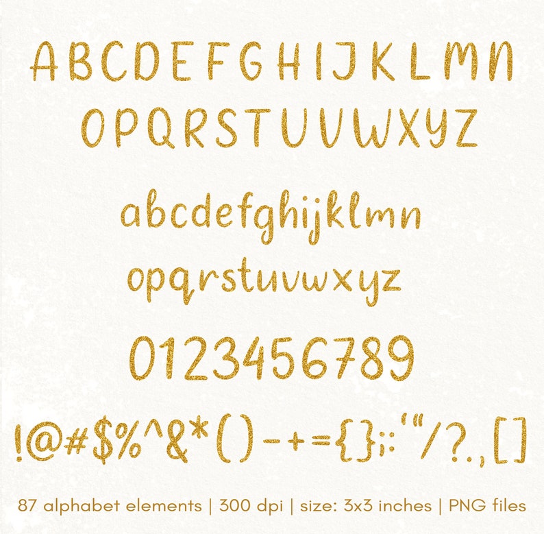 Gold Glitter Alphabet, Sparkly Alphabet, Gold Font, Gold Numbers, Gold