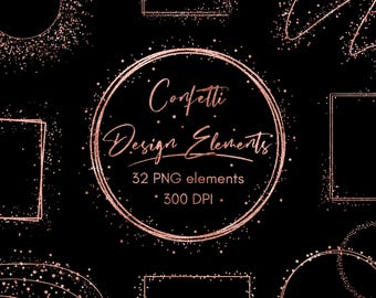 Roségouden ontwerpelementen clipart, Frames-overlay, Digitale download, Commercieel gebruik, png