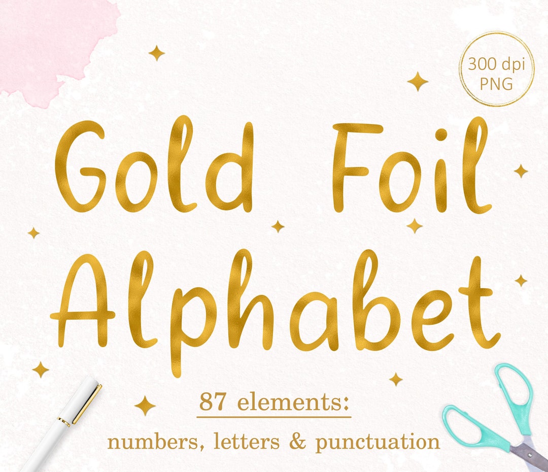 Gold Foil Alphabet Gold Letters Gold Numbers Gold Font Etsy