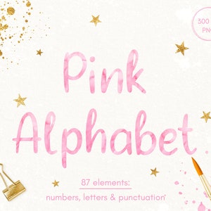 Pink watercolor alphabet, Pink letters, Pink font, Letters clipart, Font clipart, Watercolor letters, Alphabet clipart, Clipart, PNG