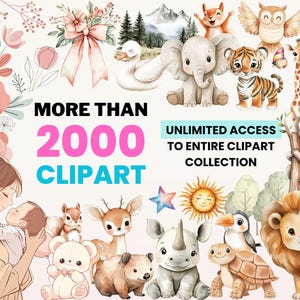 Mega Clipart Bundle / Más de 2000 gráficos kawaii y adorables / Acceso total a todos los diseños actuales y futuros - Uso comercial ilimitado