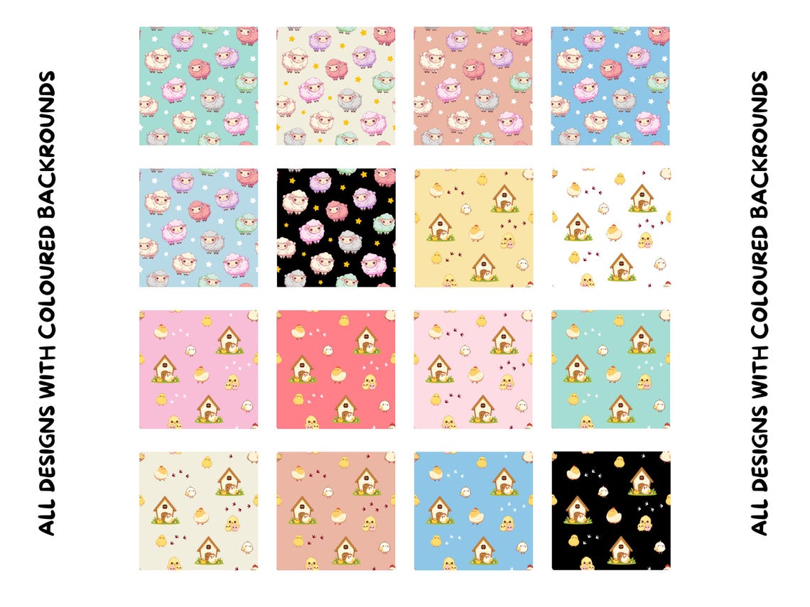 Farm Life Patterns | 100 Farming Life Seamless Patterns | Kawaii Farm ...