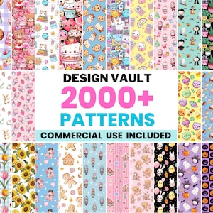 Kawaii Seamless Pattern Bundle for Etsy Print-on-Demand Sellers, 2000+ Cute Digital Paper Designs (Commercial Use), Growing Design Vault