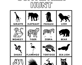 Zoo Trip Scavenger Hunt for Kids, Printable Instant Download, Summer, Field Trip, Kid Outing