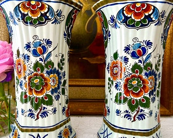 Vintage Delft vases / Set Delft polychrome vases / Iconic Delft vases / Made in The Netherlands / Dutch Delftware / Faience / Polychrome