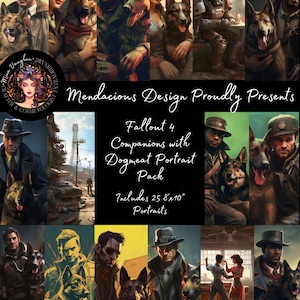 Fallout 4 Fan Art Pack 25 Portraits of your favorite Companions with Dogmeat!