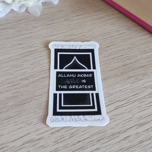 Sticker pour tapis de prière « Allahu Akbar, Allah is the Greatest » Rappel islamique, musulman, vinyle | Noir