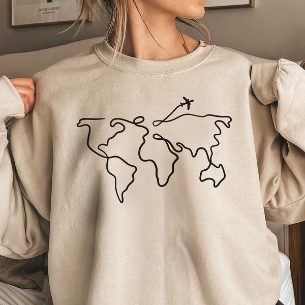 World Map Line, Airplane Mode, Travel Mode, Png File, Ready to Print, Hand Drawn, Digital Download, INSTANT DOWNLOAD