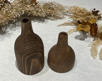 Ensemble de vases faits main en bois de hêtre : décoration de ferme rustique