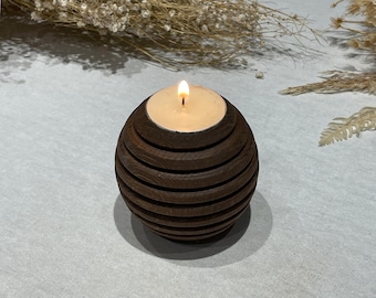 Handcrafted Beech Wood Tea Light Holder: Rustic Candle Centerpiece