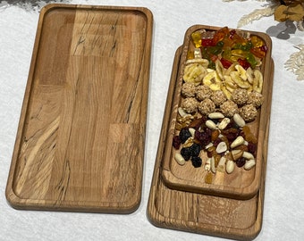 Plateaux de service faits main en bois de hêtre : plateaux rectangulaires pour la décoration intérieure