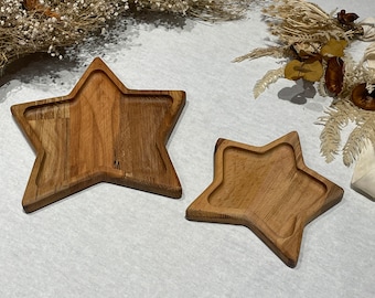Handmade Beech Wood Star Tray Duo: Decorative Serving Platters