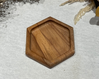Versatile Hexagon Wooden Tray - Stylish Snack Server, Jewellery Organizer, and Decorative Accent