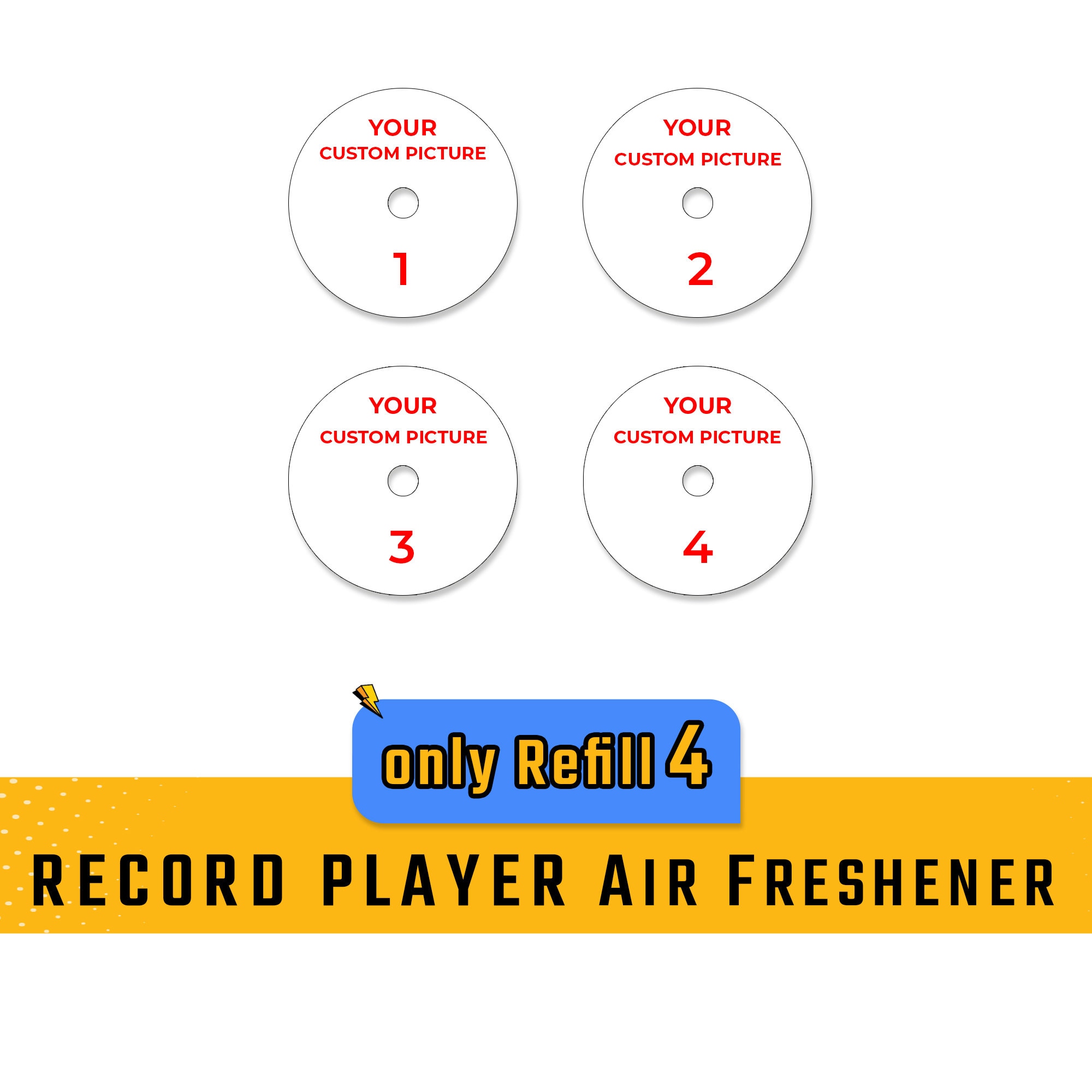 CUSTOM Record Player Air Freshener for Car, Personalized Car Air