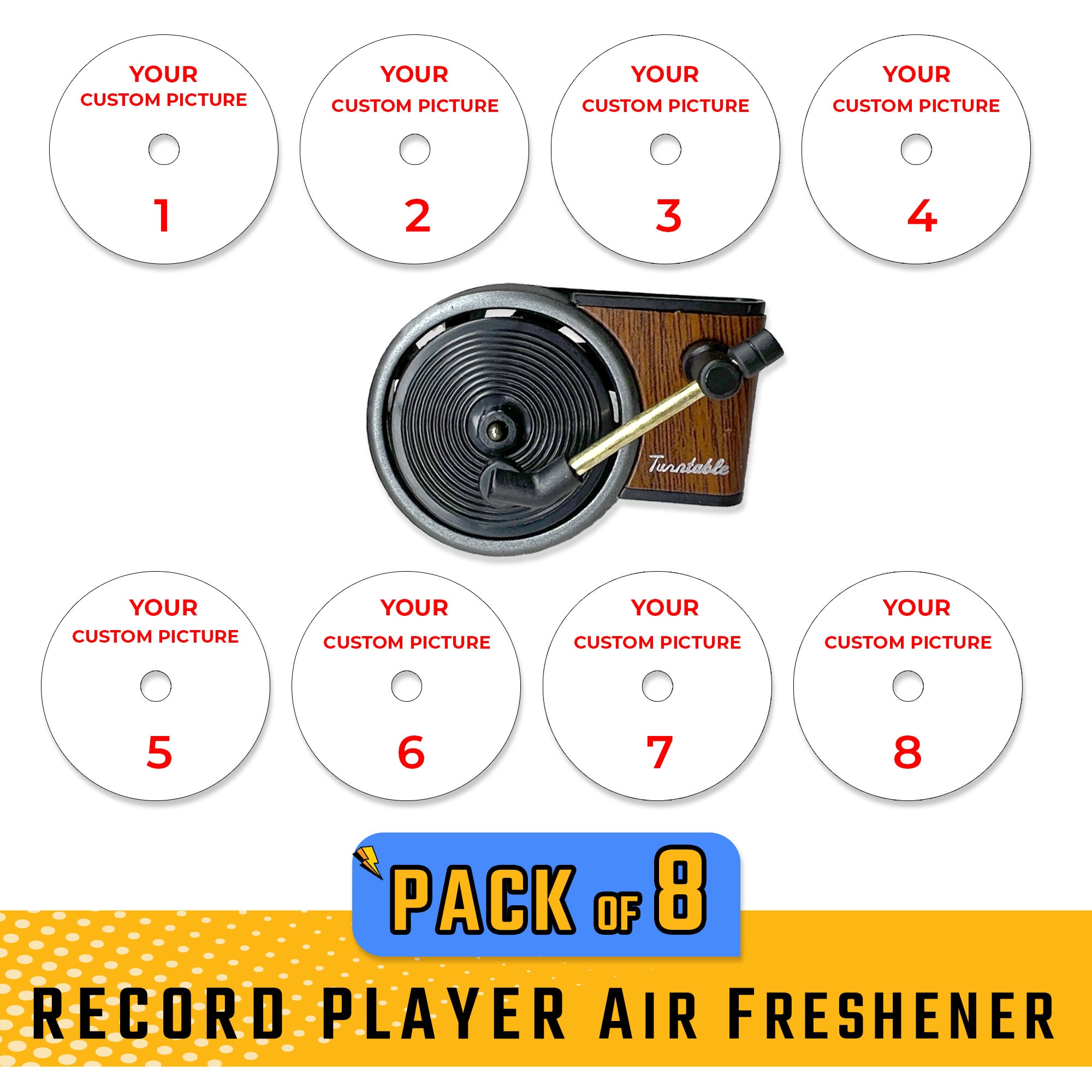 CUSTOM Record Player Air Freshener for Car, Personalized Car Air