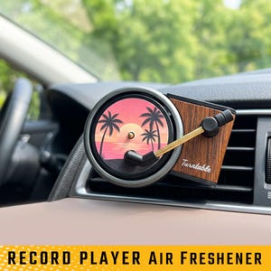 Custom Record Player Car Air Freshener: Your Favorite Album Covers on Mini Vinyl Discs, Retro Turntable Vent Clip, Music Lover Gift