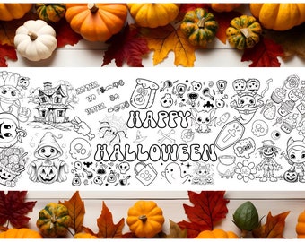 Tovaglia da colorare di Halloween, striscione da colorare di Halloween, rotolo gigante da colorare di Halloween