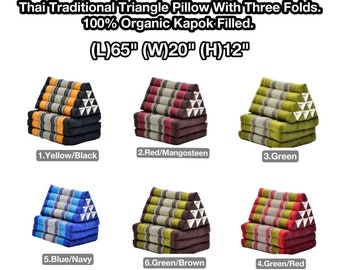 Cuscino triangolare tradizionale tailandese imbottito in kapok biologico con tre pieghe