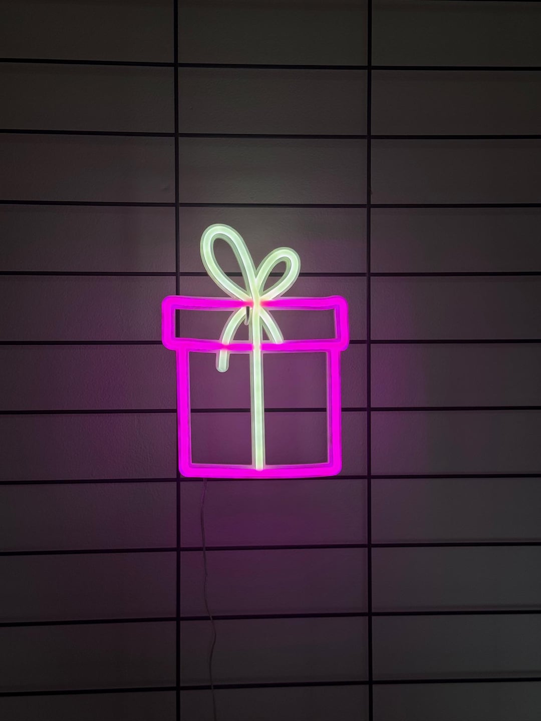 Neon Sign Led Box LED Lightbox Sign, Gift Box Neon Light With Bow, Pink & White – Modern ...