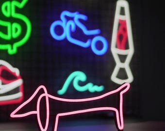 Dackel Wandschild | LED-Licht-Kunst-Dekor | Benutzerdefinierte Dackel Hund | Dimmbar Haustier Liebhaber Geschenk | Weihnachten Geburtstag Geburtstag