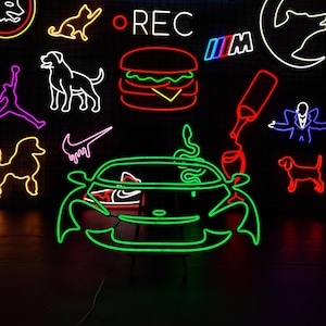 自動車用ネオンサイン | 車用LEDガレージ装飾 | レーシングライト 車愛好家向けウォールアート | ユニークなホームデコレーション | お父さんへのカスタムネオンライトサイン