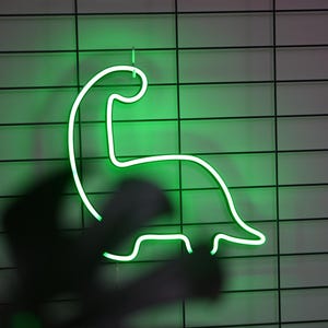 Neon Sign Dinosaur | Custom Dinosaur LED Sign | T-Rex Night Light | Kids Room Decor | Fun Jurassic Wall Art | Prehistoric Baby Room Lamp