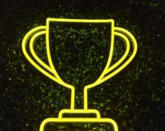 Letreros LED personalizados para videojuegos, luz de neón para trofeos, decoración para salas de esports, símbolo de victoria, regalo para gamers, LED de Copa de Oro moderna, letrero olímpico motivacional