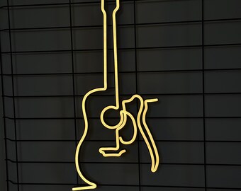 LED Neon Gitarren Leuchtreklame, Musikstudio Beleuchtung, minimalistische Gitarre Wanddekoration, handgemacht, energiesparend, Geschenk für Musikbegeisterte, Wohndeko