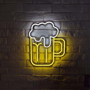 Beer Sign Neon, Custom Beer Mug LED Neon Sign, Man Cave Bar Decor, Personalized Light Up Beer Sign, Home Bar Lighting Ready to Hang Neon Art