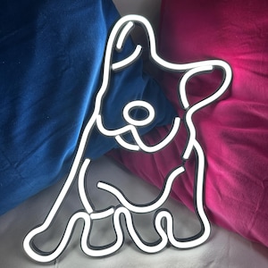 Neon Sign Custom Dog – Cute French Bulldog LED Wall Light – Line Art Room Aesthetic – Gift for Pet Lovers – Housewarming Home Decor Puppy