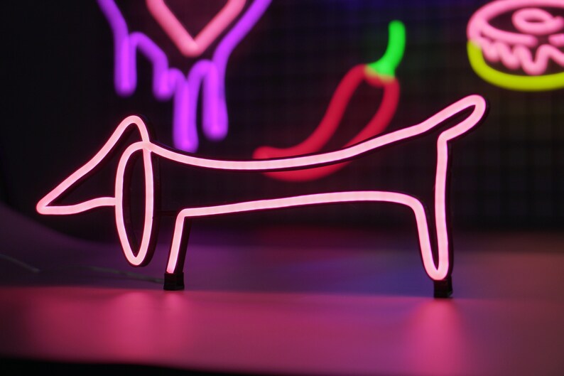 Dachshund LED Neon Sign – Picasso Style One Line Animal Light ...