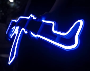 Custom Gaming Leuchtreklame AK 47 Rifle LED Wandkunst | RGB Waffen Dekor für Man Cave, Gamer, Enthusiast | Militärische Sammler cs & go Light