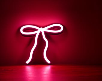 Coquette Aesthetic LED Neon Sign – Ribbon Bow Wall Decor Ornament – Perfect Gift For Her Room Art – RGB Dimmable 12V Durable Safe Stylish