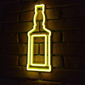 Whiskey and Wine Bar Sign | Custom Neon LED Whiskey Bottle | Bar Wall Decor | Man Cave Lighting | Unique Whiskey Lover Gift | Alcohol Decor