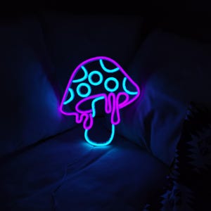 Fungo luminoso / Decorazione da parete con foresta / Insegna al neon a LED personalizzata per gli amanti della natura / Fungo luminoso psichedelico / Decorazione unica per la stanza