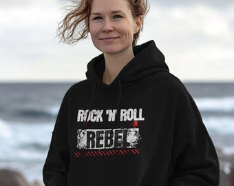 Rock n Roll Organic Cotton Hoodie: Edgy Music Lover Fashion