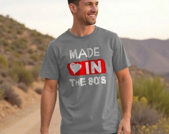 Gemaakt in de jaren 80 biologisch katoenen T-shirt, retrostijl