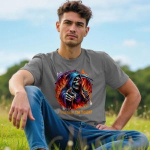 Don&#39;t Fear The Reaper T-Shirt, Grim Reaper Tee, Death Graphic T-Shirt, Halloween Shirt, Goth Tee, Men&#39;s T-Shirt, Organic Cotton Tee