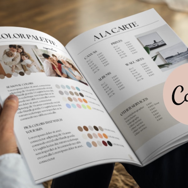 Photography Style Guide Family Session , Welcome Book, Photographer Pricing Template, Client guide, Canva, Ebook template, Price list