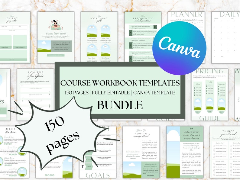 Editable Course Workbook Template Bundle, Coaching Worksheets, Lead ...