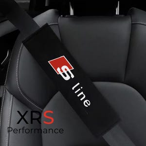 Audi S-Line Embroidered Pair of Soft Seat Belt Shoulder Covers Pads Protectors x 2 - Free Shipping - A1 S1 A3 S3 A4 S4 A5 S5 Q3 Q5 Q7