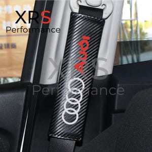 Audi Embroidered Pair of Carbon Seat Belt Shoulder Covers Pads Protectors x 2 - Free Shipping - A1 A2 A3 A4 A5 A6 A7 A8 Q2 Q3 Q4 Q5 Q7 Q8