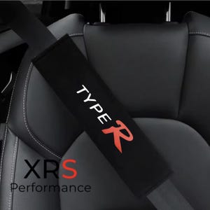 Honda Type R Embroidered Pair of Soft Seat Belt Shoulder Covers Pads Protectors x 2 - Free Shipping - Red - Civic, Accord, Integra