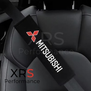 Mitsubishi Embroidered Pair of Soft Seat Belt Shoulder Covers Pads Protectors x2 Free Shipping Outlander L200 ASX Mirage Eclipse Cross Colt