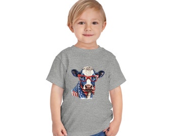 4th of July Cow Toddler Tee