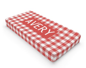Red Gingham Changing Pad Cover