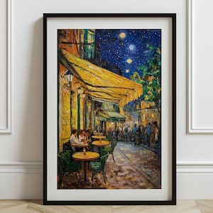 Vincent van Gogh Café Terrasse bei Nacht | Impressionistische Malerei | Französische Stadtansicht Poster | Druckbare Wandkunst | Digitaler Download