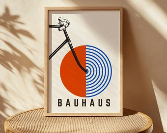 Vintage Bicycle Bauhaus Poster: Retro Cycling Art Print (Digital Download 20x28 Inches)
