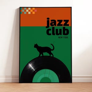Retro Jazz Club Print: Mid Century Modern Music Poster (PDF Download A2-A5, 20x28 Inches)