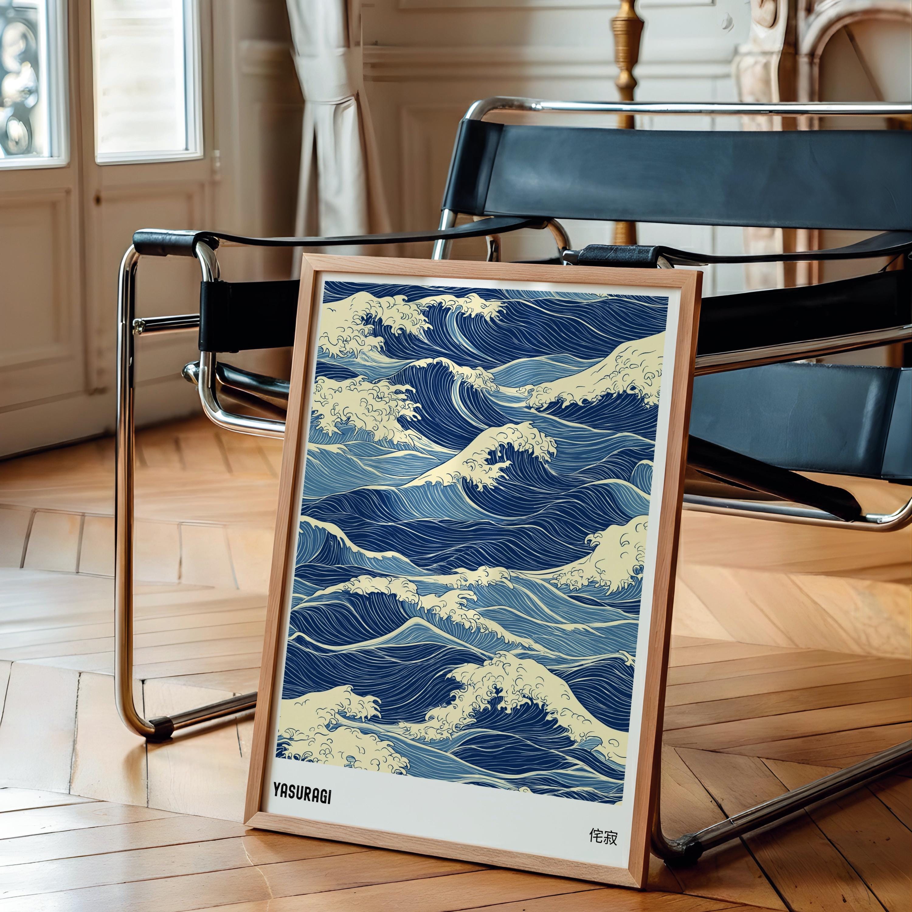 Japandi Wall Art Set of 3, Modern Abstract Wave Prints, Wabi Sabi Wall ...